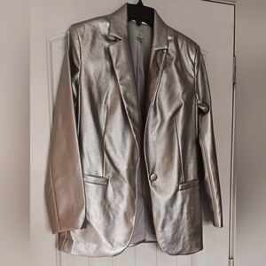 Metallic Silver Blazer Jacket Swiftie-core